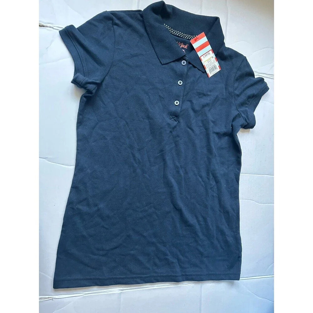 Cat & Jack Girls Polo Shirt Navy Blue Large NWT